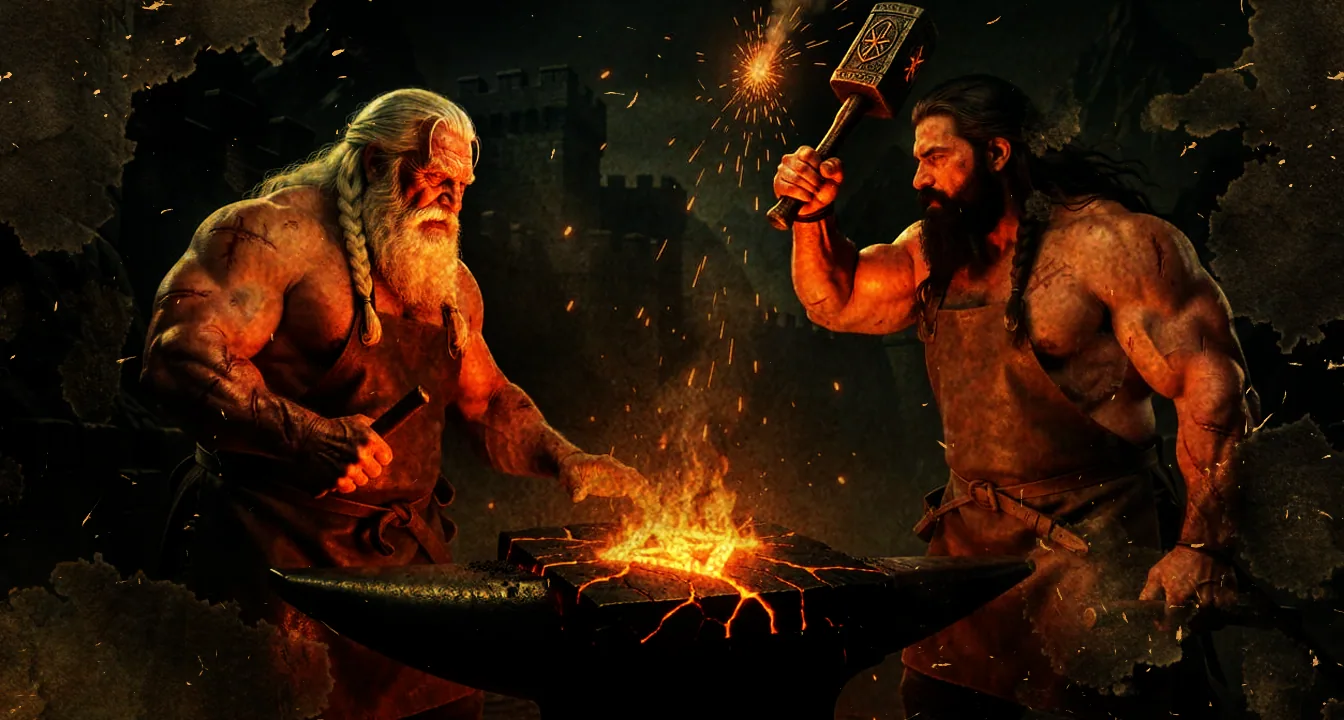 Old Thergen Runemaster shaping with the Rune of Fire an Erevium fragment
