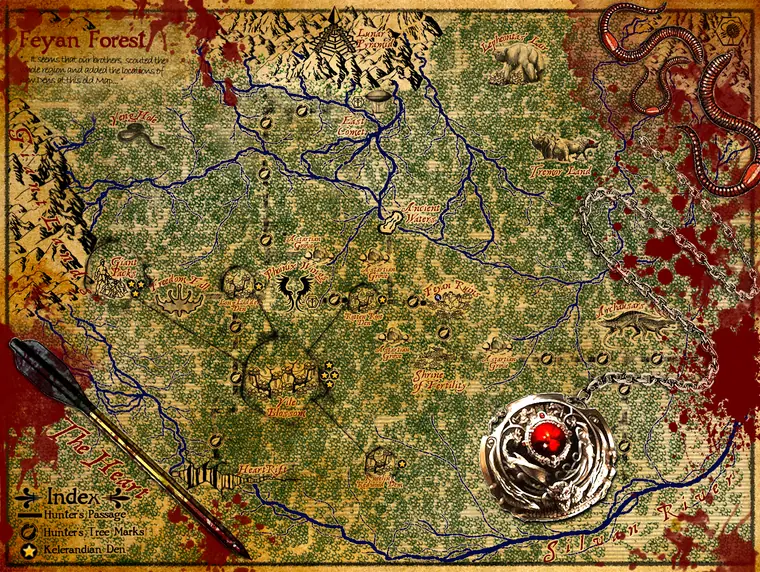Map — Feyan Forest. The deep and tangled reaches of the Feyan Forest.